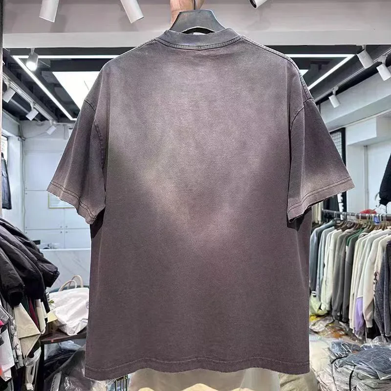 Красно-серая уличная футболка Chaopai для мужчин и женщин тяжелые градиентные