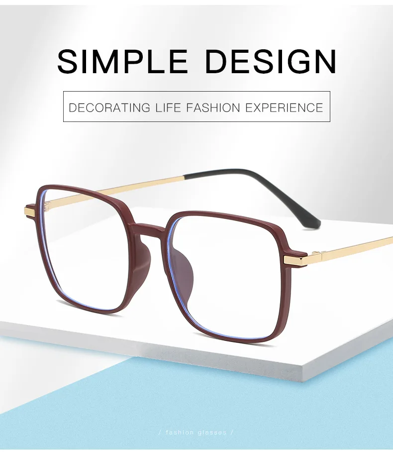 

Men Women Anti-blue Light Glasses Frame 2023 Vintage Large Square Eyeglasses Blocking Blue-ray Metal Spectacles Frames