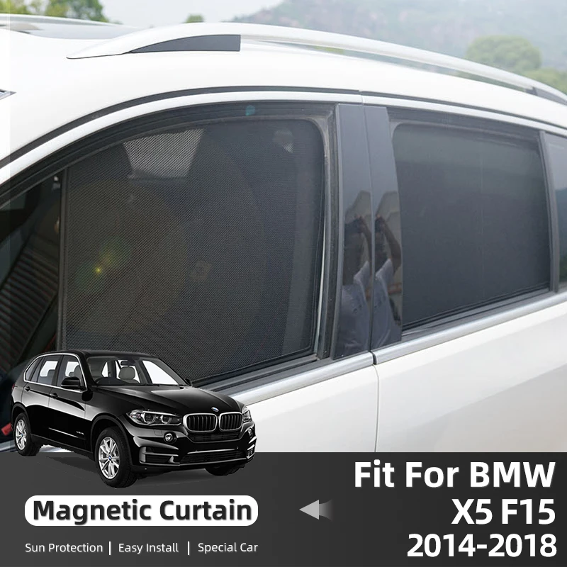 

For BMW X5 F15 2014-2018 Magnetic Car Side Window Curtains UV Sun Shade Shield Visor Mesh Cover Protection Summer Sunshades
