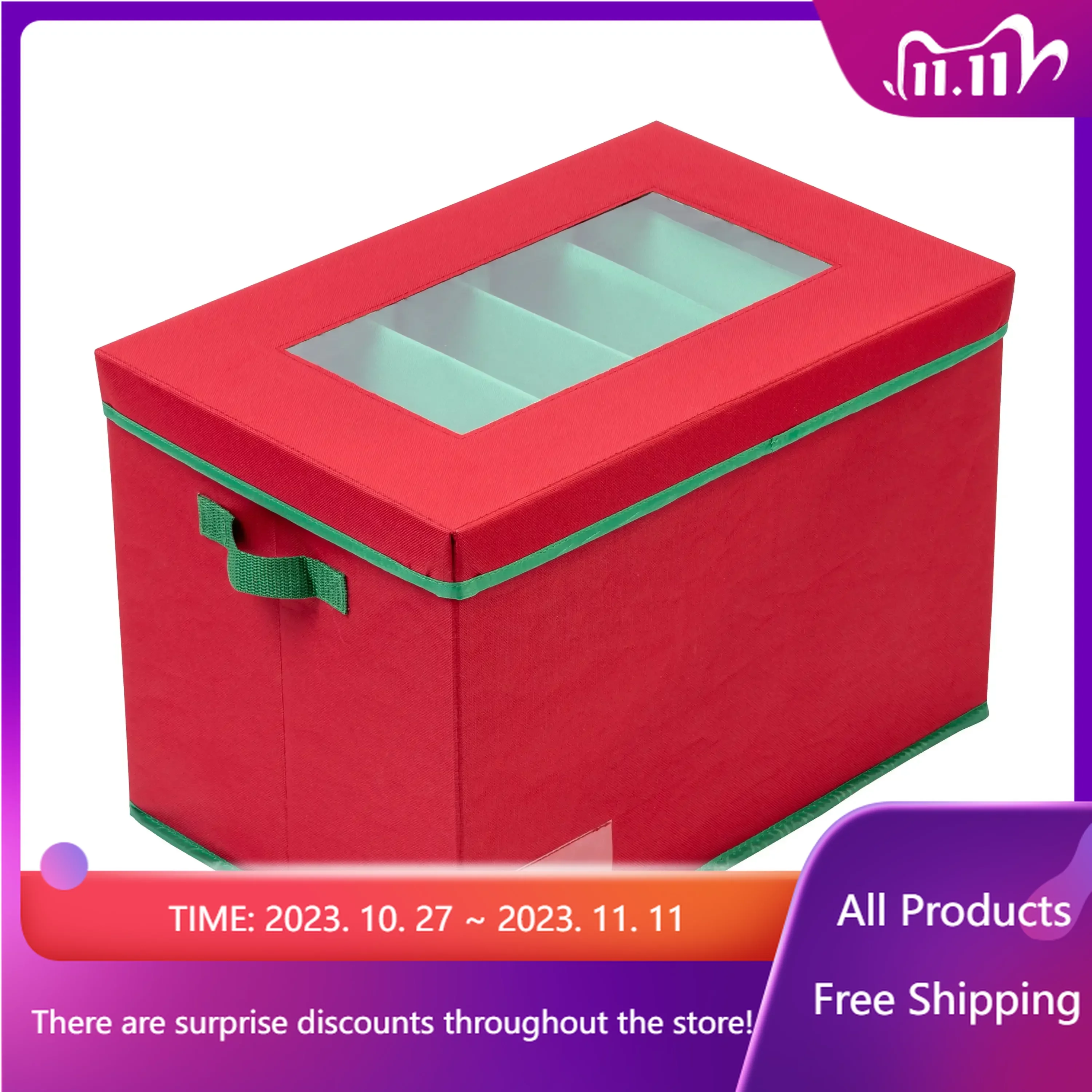 

Christmas Tree Lights Storage Box With Handles, Red Fast Transportation