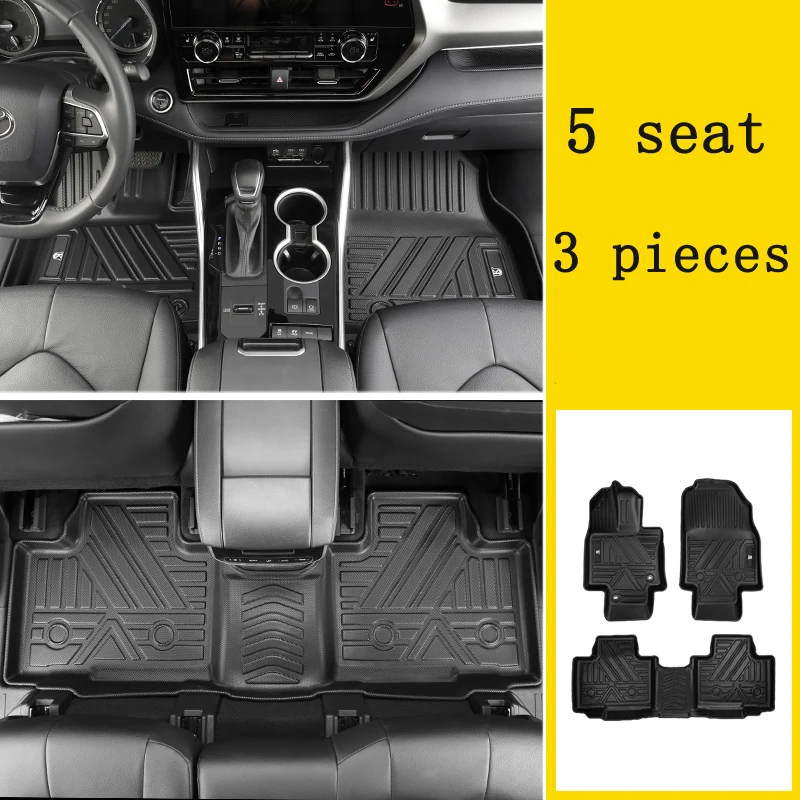 

Автомобильные напольные коврики LHD, двухслойные накладки из термопластичного эластомера, внутренний напольный коврик для Toyota Highlander XU70, установка 2023, 2021, 2022, аксессуары