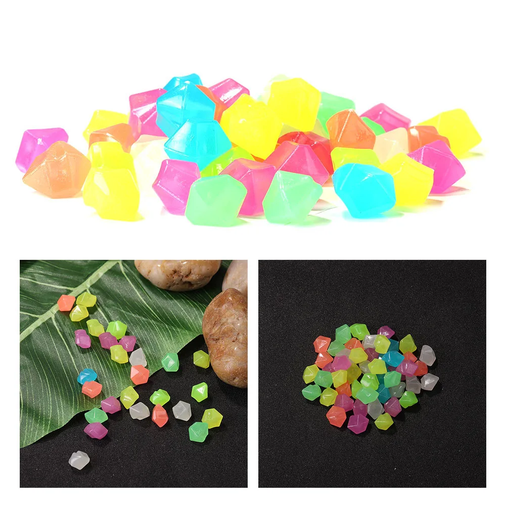 

100pcs Luminous Glowing Stones Glow in the Dark Garden Outdoor Decor Fish Tank Aquarium Landscape Decorative Pebbles Rocks