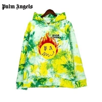 fallwinter couple style green tie dye embroidered cotton hoodie mens and womens loose casual fashion sweatshirts