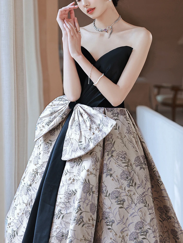 Французские элегантные платья с тонкой талией и принтом для свадебной вечеринки