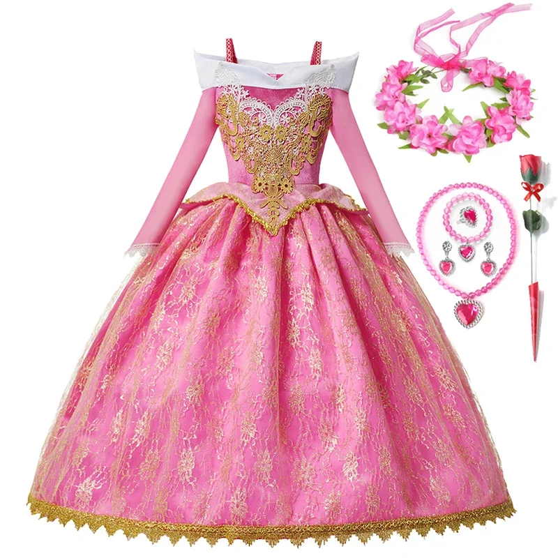 Платье принцессы Диснея для девочек костюм Спящей красавицы Авроры карнавальный