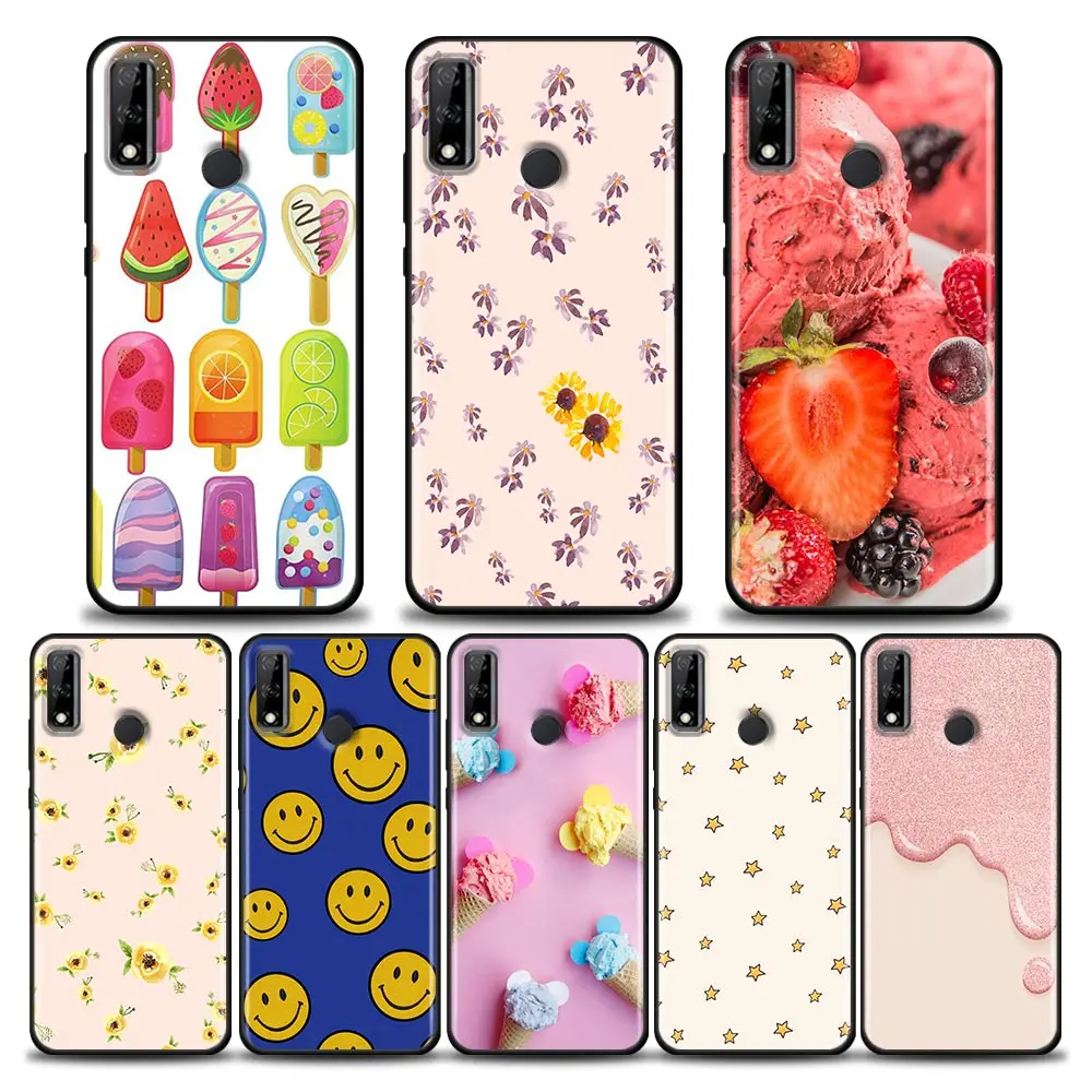 

Phone Case for Huawei Y6 Y7 Y9 2019 Y5p Y6p Y8s Y8p Y9a Y7a Mate 10 20 40 Pro RS Silicone Cover Smile Face Summer Ice Cream