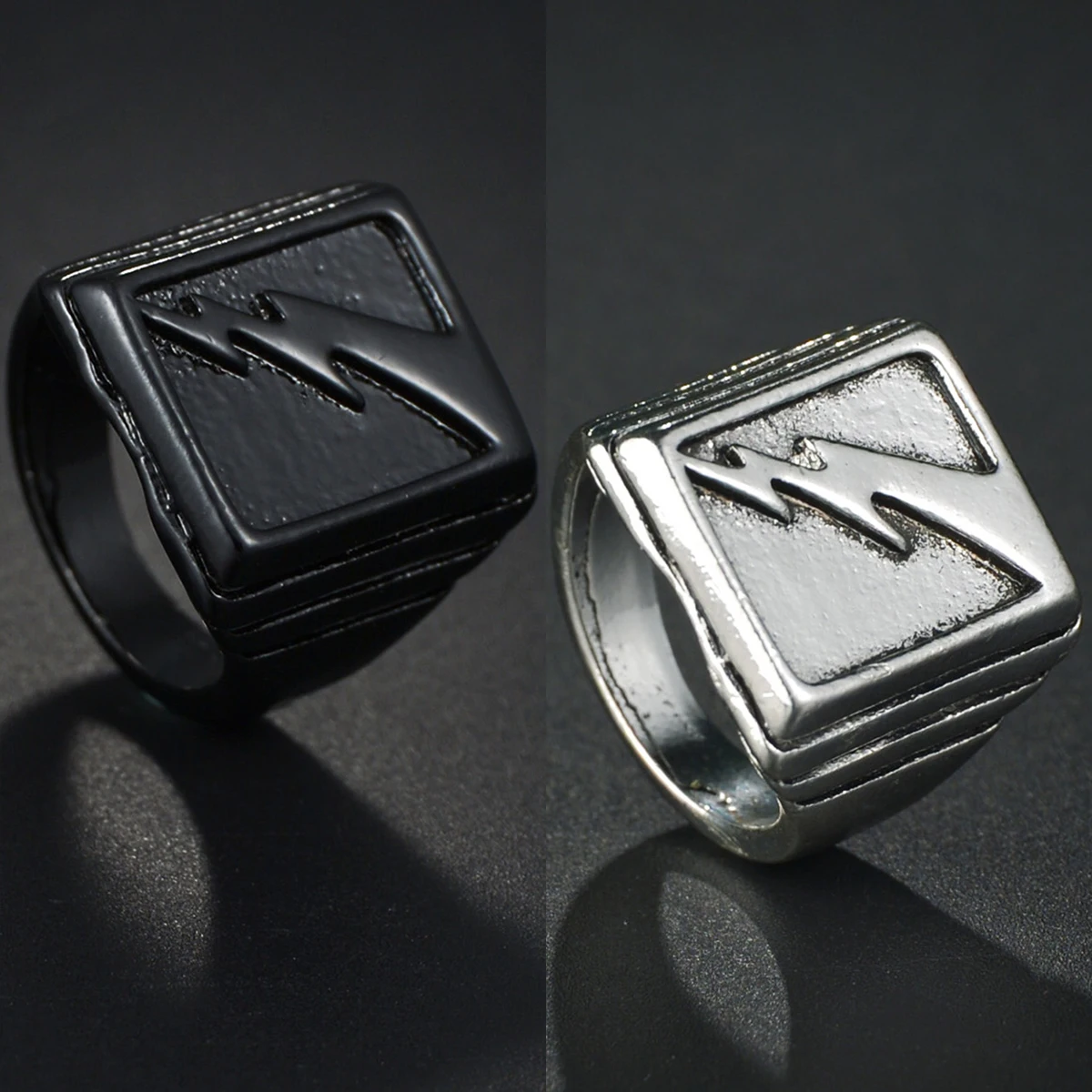 

New Design Simple Lightning Ring for Men Women Stainless Steel Black Silver Color Wedding Party Finger Rings Jewelry Gift