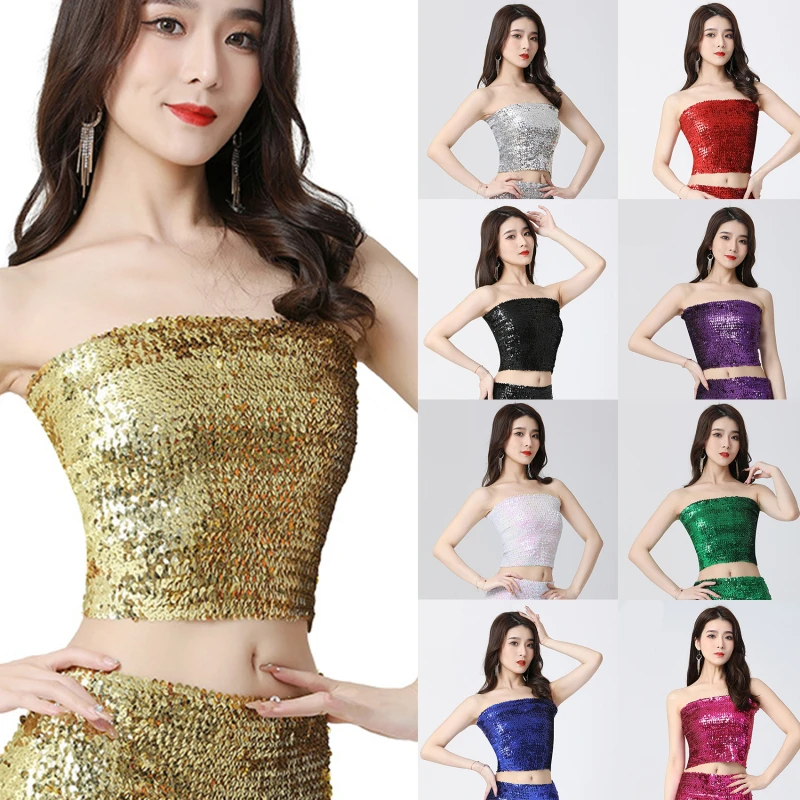 

2 Ways Wear Fashion Bling Women Skirts Gold Sequined Mini Short Wrap Strapless Tops Bodycon Pencil Skirt