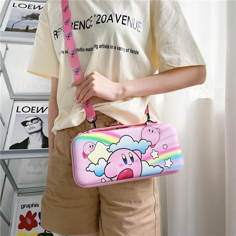 Сумка для хранения игровой консоли Sanrioed Kawaii Cartoon Switch NS Lanyard Portable Storage Bag My Melody Cinnamoroll Purin Dog Anime Game Console Case Cute Gift.