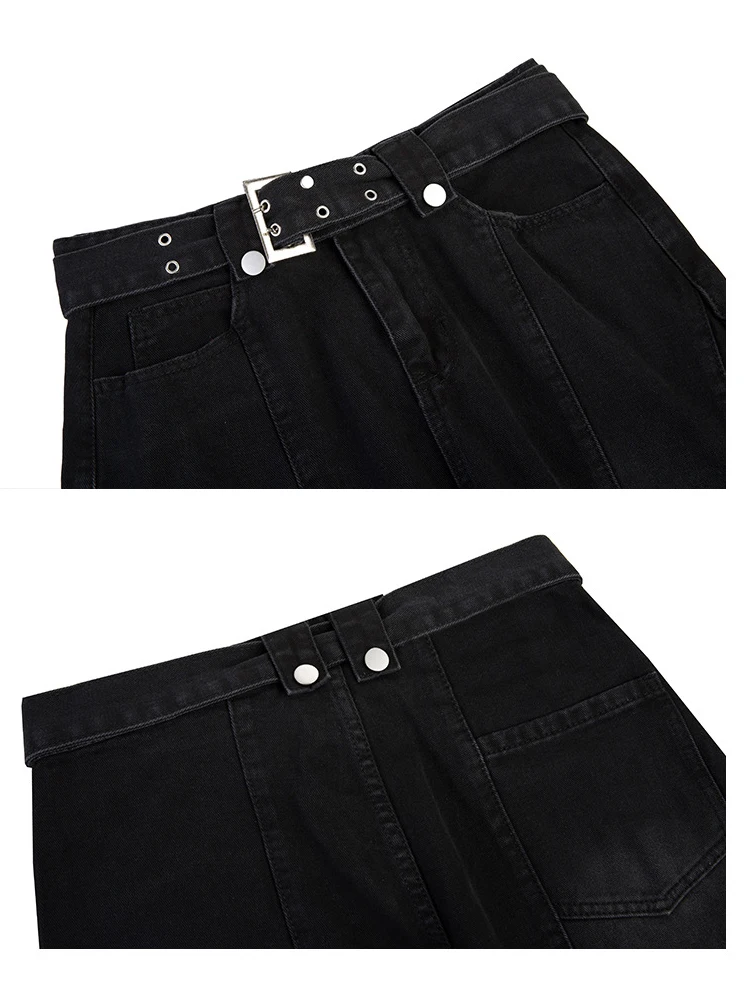 American New Men's Black Jeans In Autumn and Winter High Street Loose Straight Leisure Wide -leg Pants Fashion Street Clothing