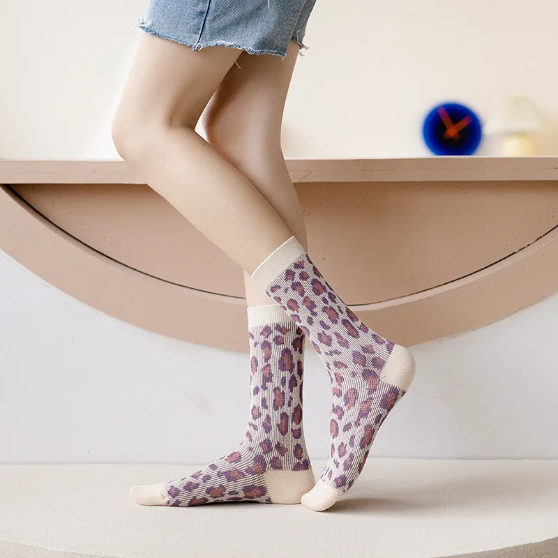 Женские носки в японском ретро стиле теплые длинные хлопковые чулки клетку