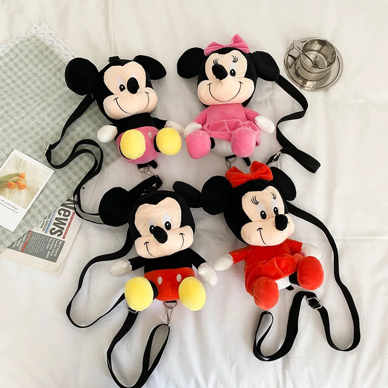 

Плюшевая детская школьная сумка Disney с Микки Маусом, рюкзак для мальчиков и девочек, Симпатичная плюшевая аниме сумка с Минни, детские подарк...
