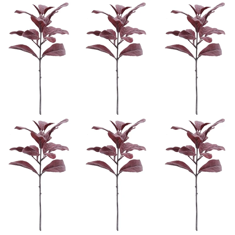 

6Pcs Artificial Flowers Flocked Lambs Ear Leaf,Rabbit Ear Stems Foliage Picks Artificial Greenery Plant For Home Wedding