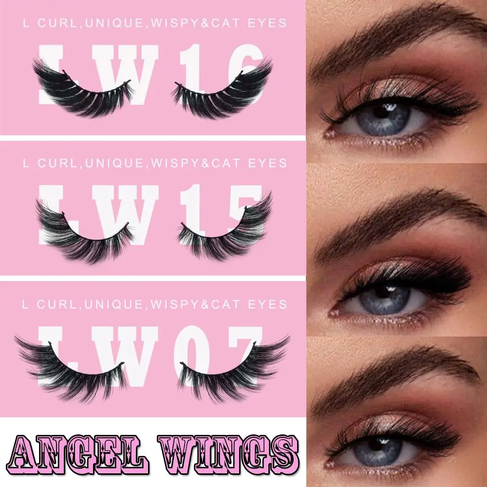 

2 Pairs New Angel Wings Natural False Eyelashes Fluffy Dramatic Fake Lashes Long 3D Mink Lashes Eyelash Extension Makeup Tool