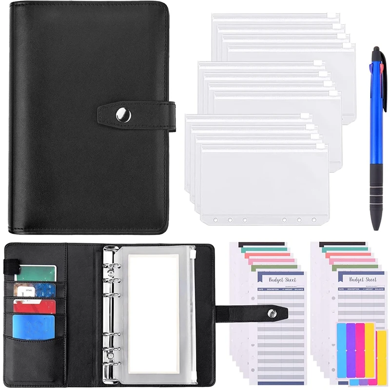 

Budget Binder,A6 Cash Storage Bag,Hard Shell PU Leather,Cheap Budget Preparation Organize Invoices And Save Money