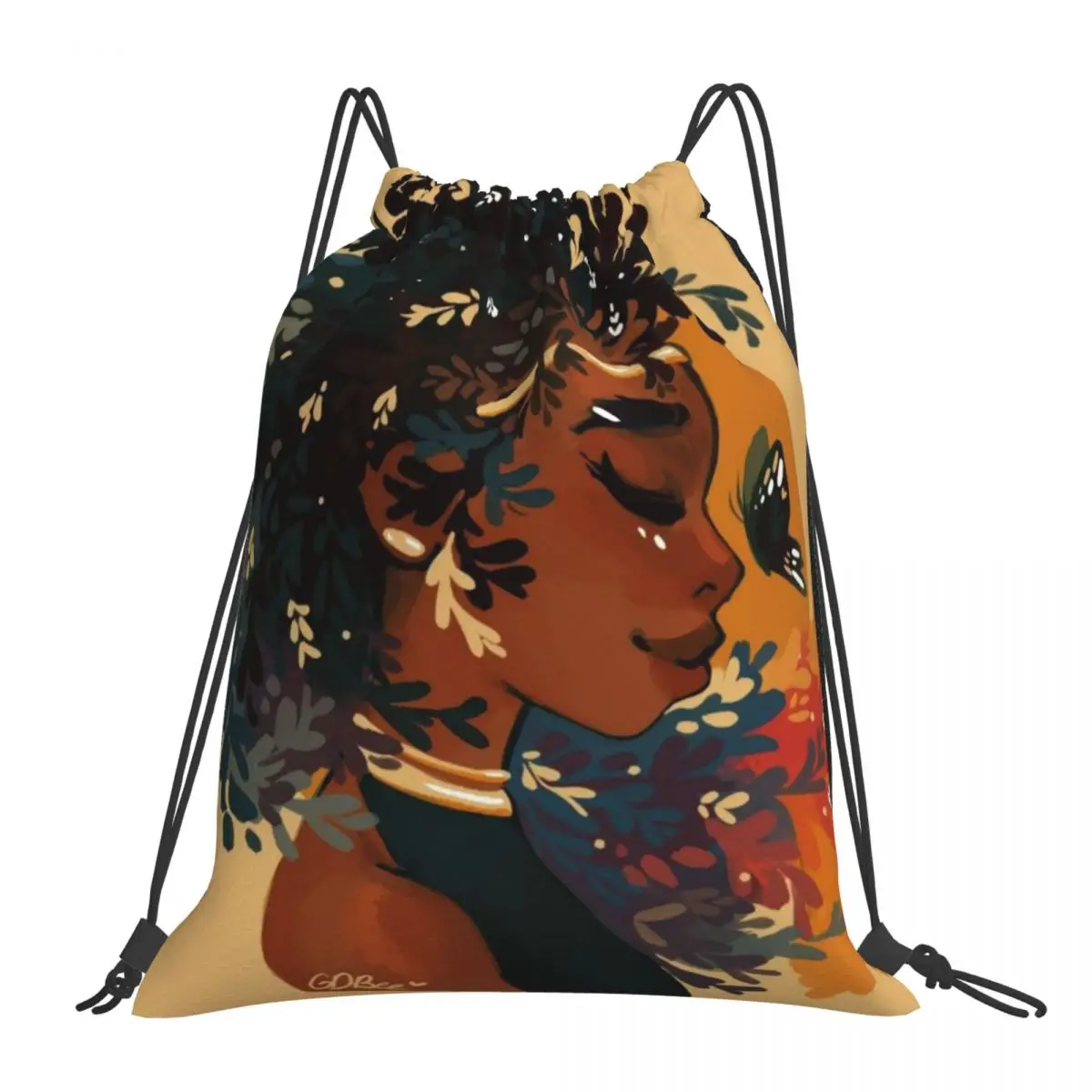 

Black Girl Backpacks Multi-function Portable Drawstring Bags Drawstring Bundle Pocket Sports Bag Book Bag For Man Woman Students