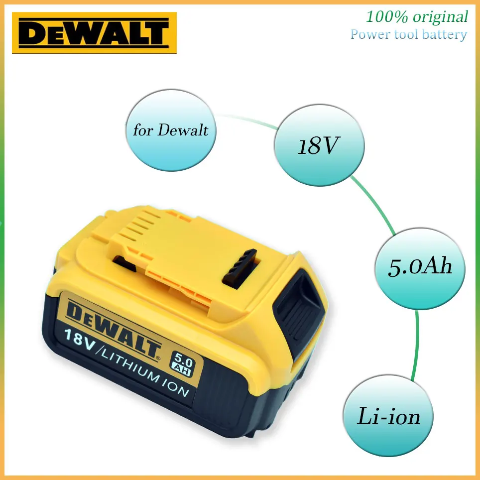 18V 5Ah 6Ah Lithium Battery for DeWalt power Tools DCB184 DCB200 rechargeable electric tool set 20v 5000mah Battery
