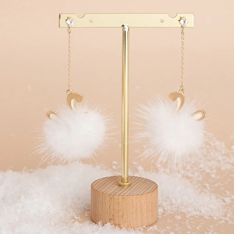 

Korean Style Sweet Rabbit White Ears Hair Ball Earrings Trendy Personalized Animal Jewelry Fashion Accessories Girlfriend Gifts