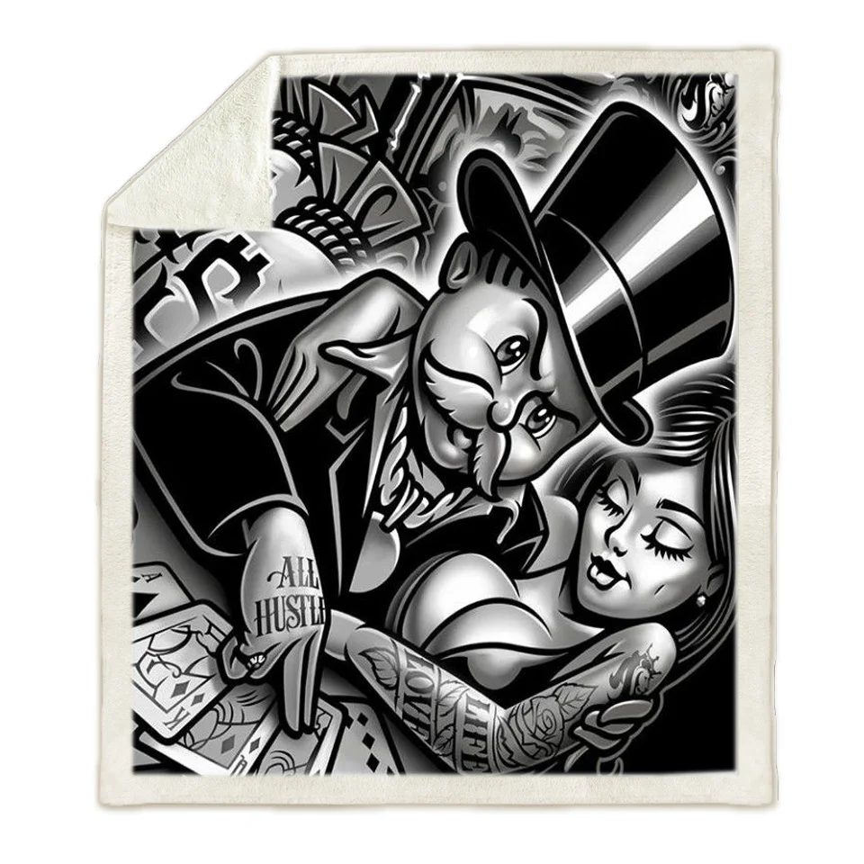 Постельное белье плюшевое одеяло с черепом из шерпы готическое постельное