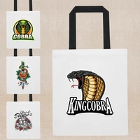 cobra printing canvas shopping bags y2k tote bags women eco handbags reusable foldable shopper bag harajuku casual shoulder bags