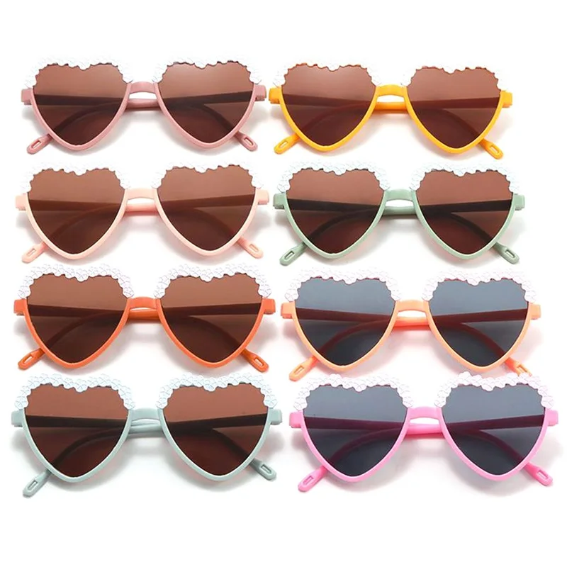 

Детские легкие солнцезащитные очки Pudcoco с цветочным краем на оправе солнцезащитные очки в форме сердца для мальчиков и девочек