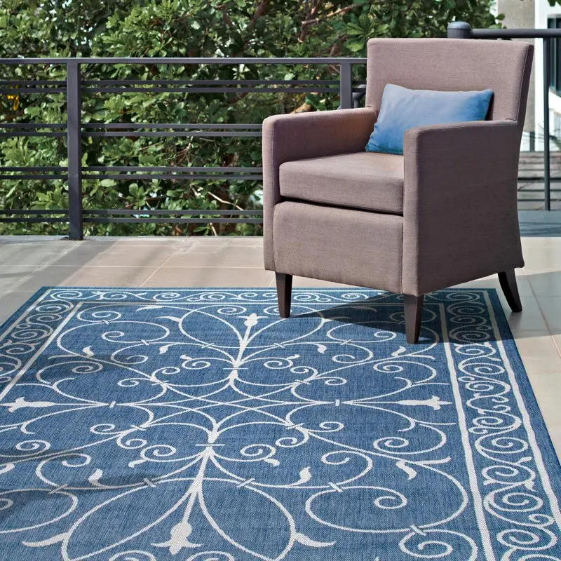 

Kathleen Krem Indoor/Outdoor Area Rug, 7' 6" x 10' 9", Blue