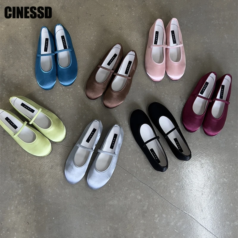 

Silk Round Toe Women Ballet Shoes 2023 New Shallow Ladies Elastic Band Single Shoes Female Flats Casual Daily Soft Sole Solid