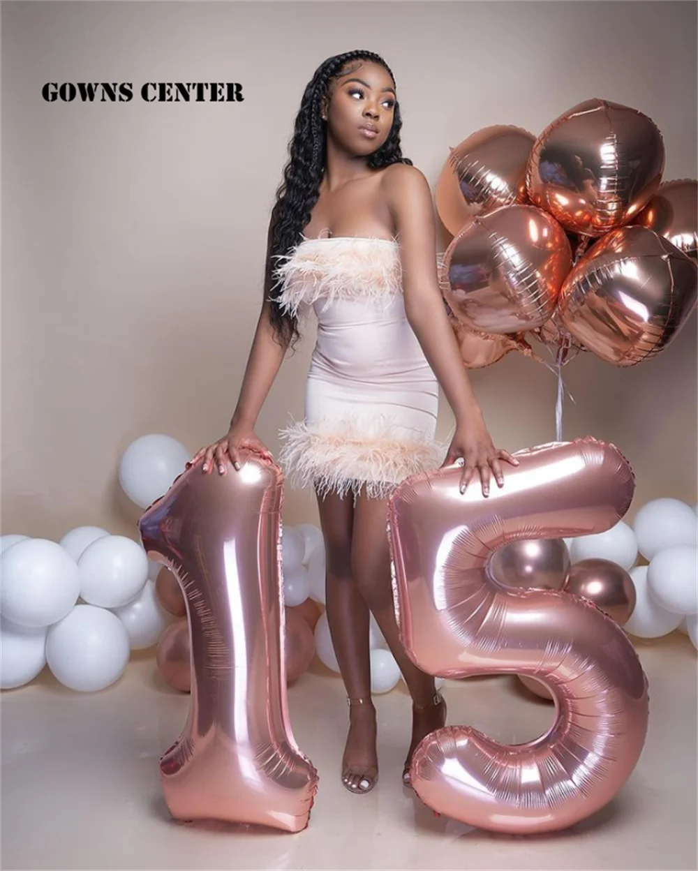 

Feathers Prom Dresses 2022 For Glack girls Mermaid Birthday Dress Strapless Tea Party Gowns African Homecoming vestidos de cockt