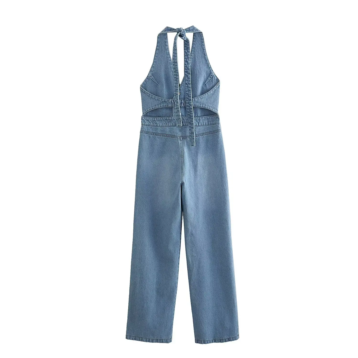 Jenny&Dave Washed Old Denim Jumpsuit American Retro Ladies Fashion Casual Overalls Women