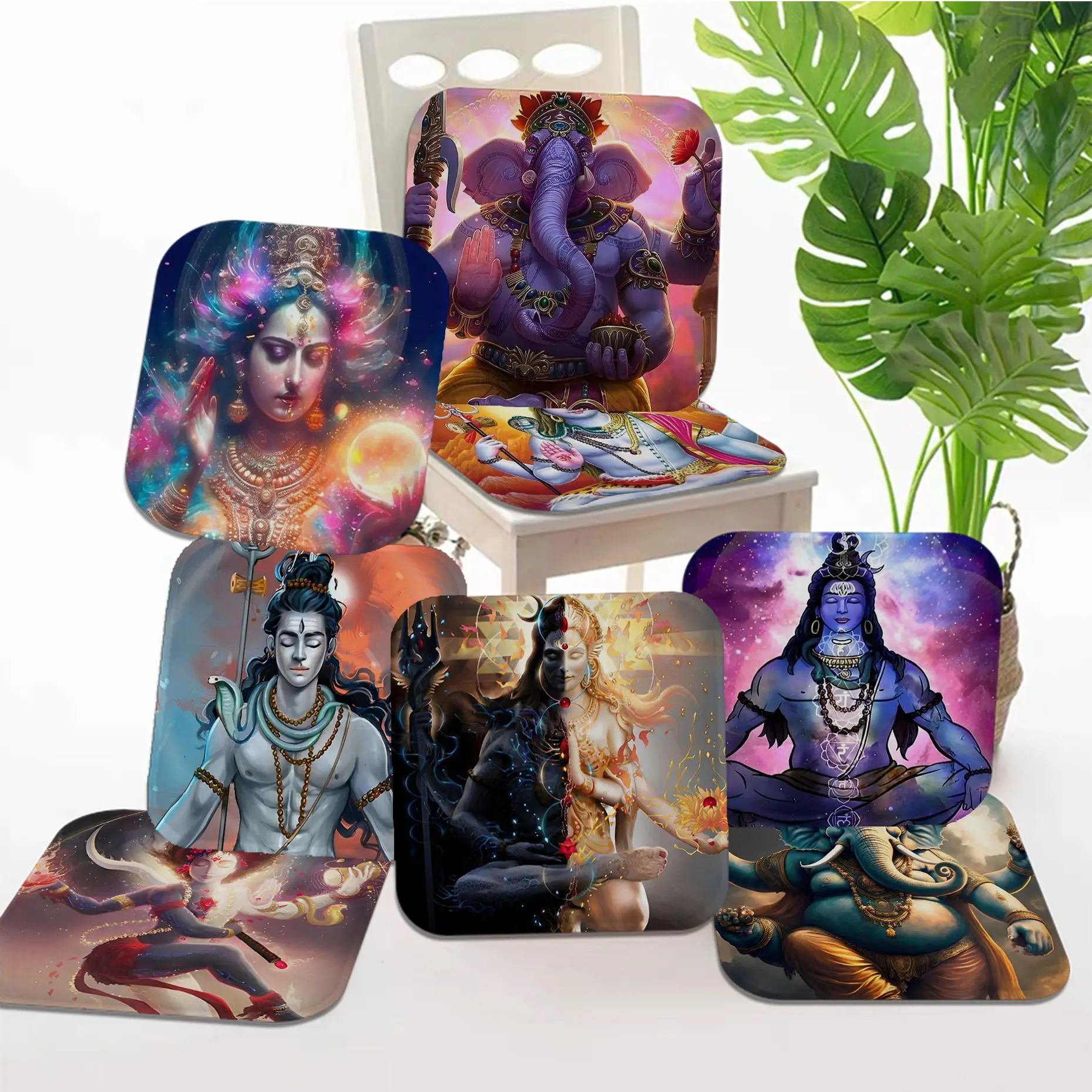 

Lord Shiva Artwork Simplicity Multi-Color Seat Cushion Office Dining Stool Pad Sponge Sofa Mat Non-Slip Chair Mat Pad