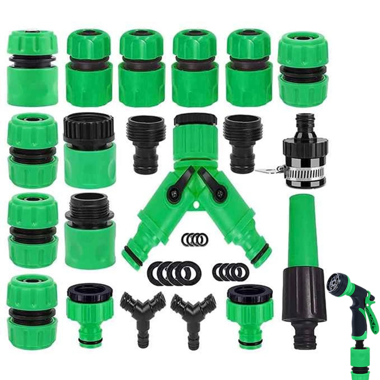 

Garden Water Hose Kit Quick Connectors 1/2'Tubing Coupling Adapter Joint Extender Set For Irrigation Car Wash Fitting 31PCS
