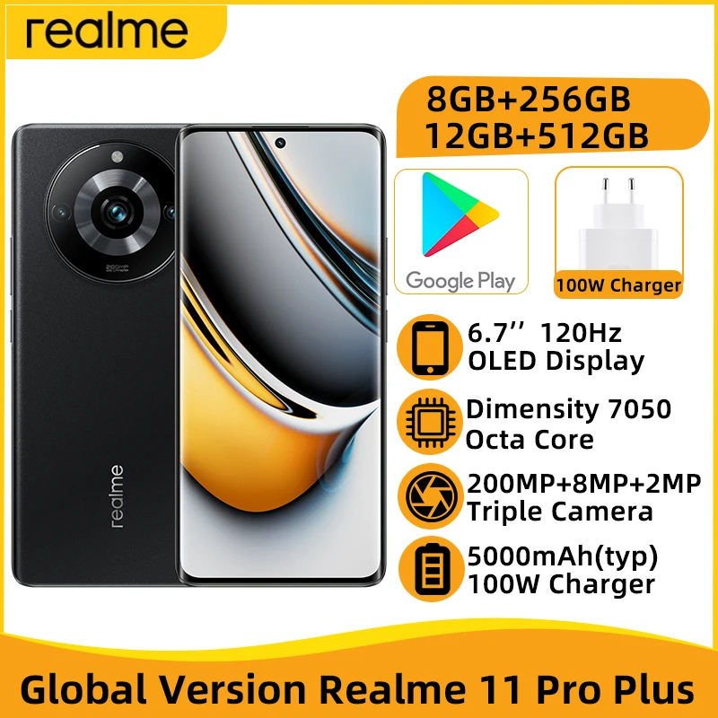 

Глобальная версия realme 11 Pro Plus NFC Dimensity 7050 Octa Core 6.7'' 120Hz OLED дисплей 200MP OIS камера 5000mAh 100W зарядное устройство