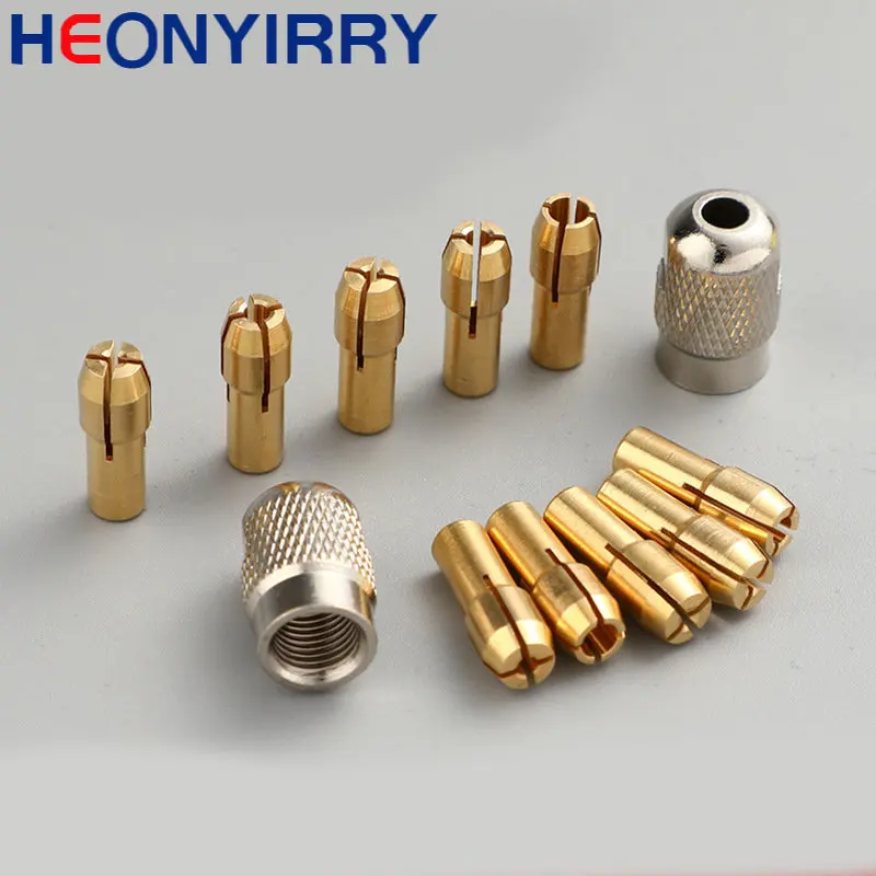 

5/11PCS/lot Mini Drill Brass Collet Chuck for Dremel Rotary Tool 0.5-3.2mm Brass and Nut for Dremel Accessories Set
