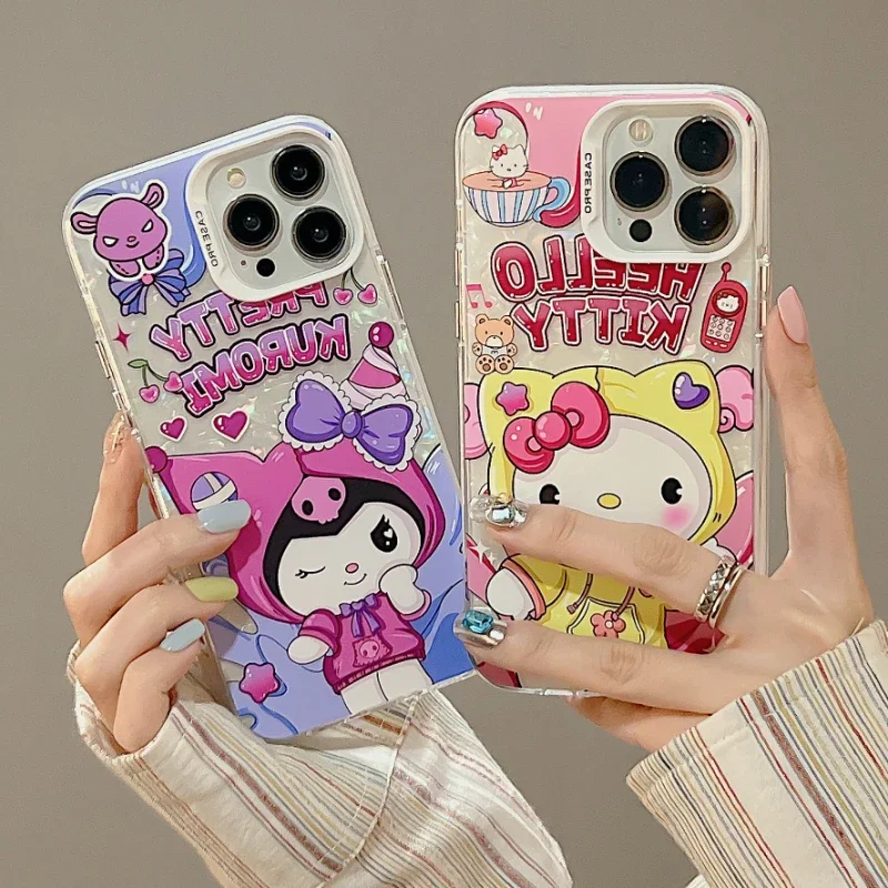 

Anime Sanrio mobile iphone case Kuromi iPhone13 mobile phone case iPhone 14 new protective case birthday gift for friends