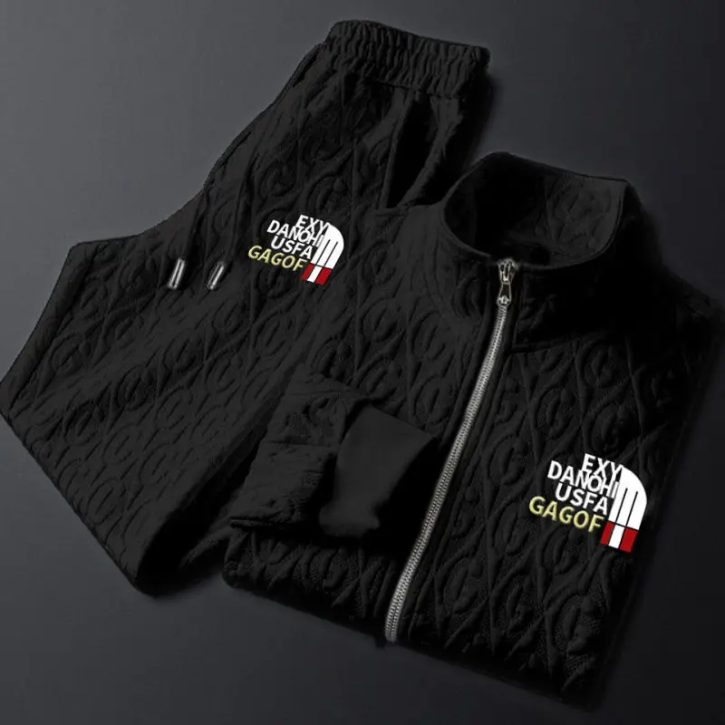 Casual Men's Suit 2023 Spring and Autumn Luxury Coat Fashion Embroidered Jacket Pants Two-Piece Set