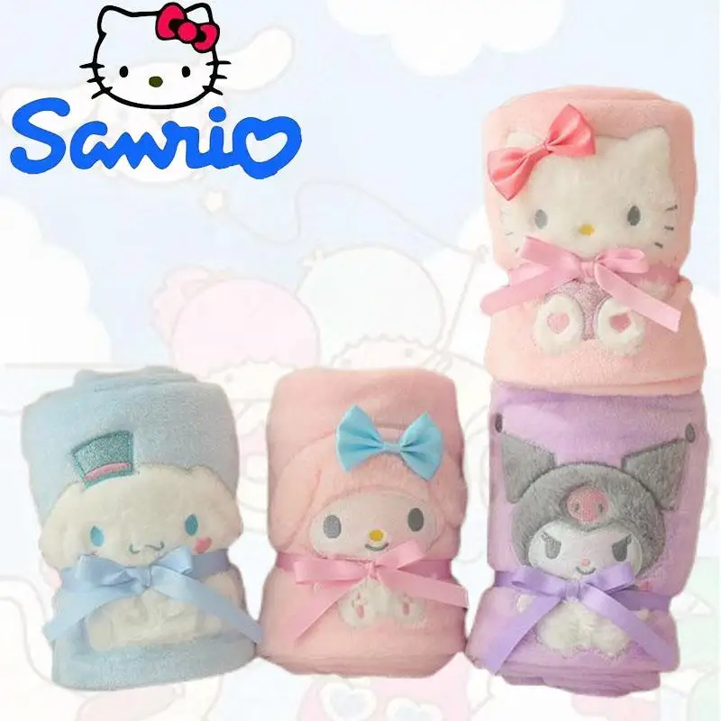 

Плюшевое одеяло Sanrio Hello Kitty Cinnamoroll My Melody Kuromi, летнее одеяло, банное полотенце, Коралловое флисовое плюшевое офисное одеяло, детский подарок