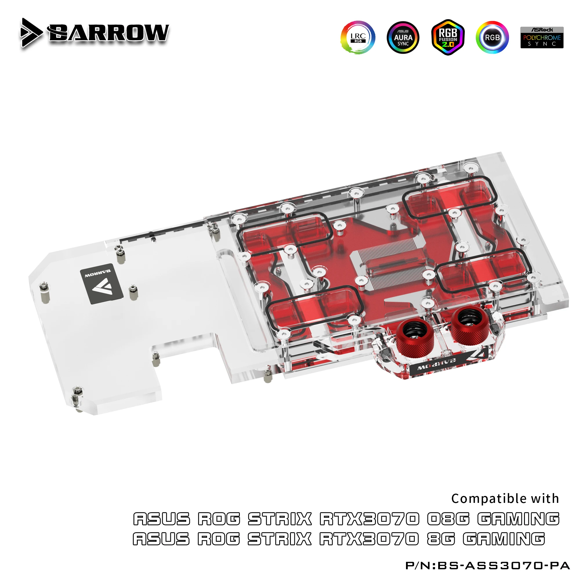 Полностью закрывающий блок графического процессора Barrow 3070, блок водяного охлаждения для ASUS ROG STRIX RTX3070 08G GAMING,BS-ASS3070-PA