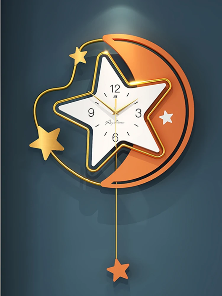 

Kids Minimalist Wall Clock Pendulum Cute Modern Needles Quiet Wall Clock Star Quartz Silent Reloj De Pared Home Decor OC50GZ