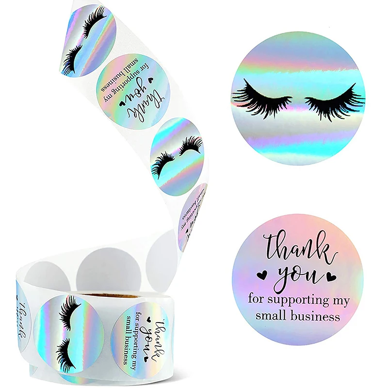 

500pcs Business Lash Logo Stickers Eyelash Sticker Thank You Stickers Eyelash Extension Supplies Box Decoration