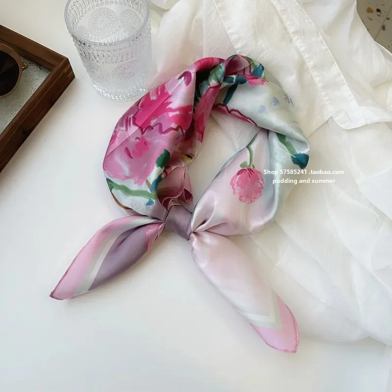 Элегантный романтический лавандовый большой квадратный шелковый шарф