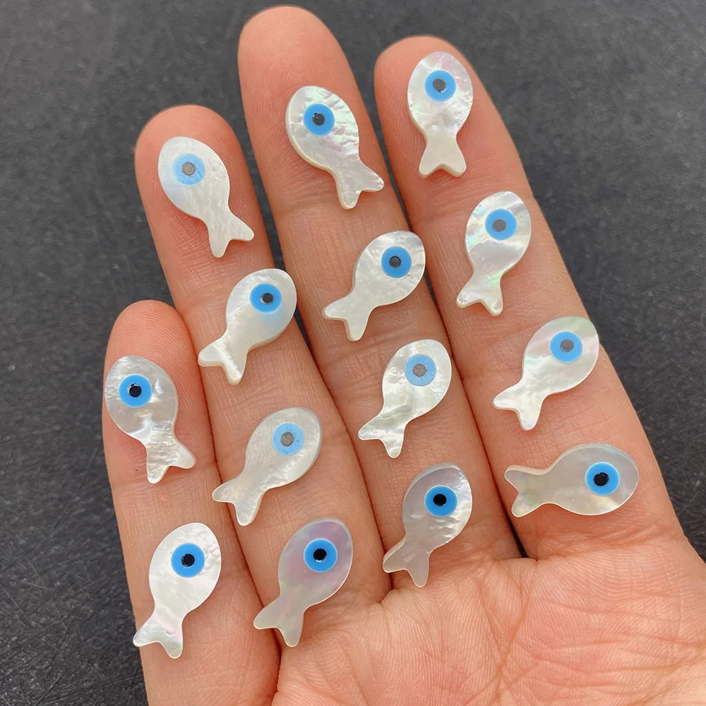 

Devil's Eye Natural Seawater Shell Beads Evil Eye Fish Shape Charms for Jewelry Making DIY Necklace Earrings Turkish Eye Beads