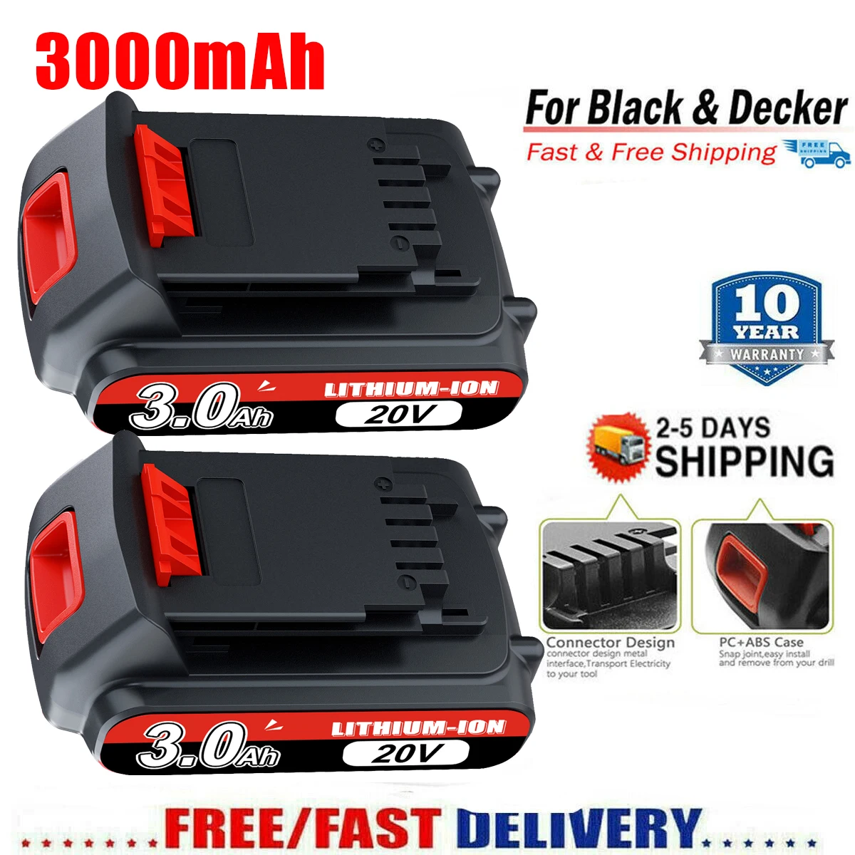Аккумулятор 20 в 3,0 Ач для литиевой батареи Black & Decker 20 в Max LBXR20 LB20 LB2X4020-OPE LST220, беспроводной электроинструмент
