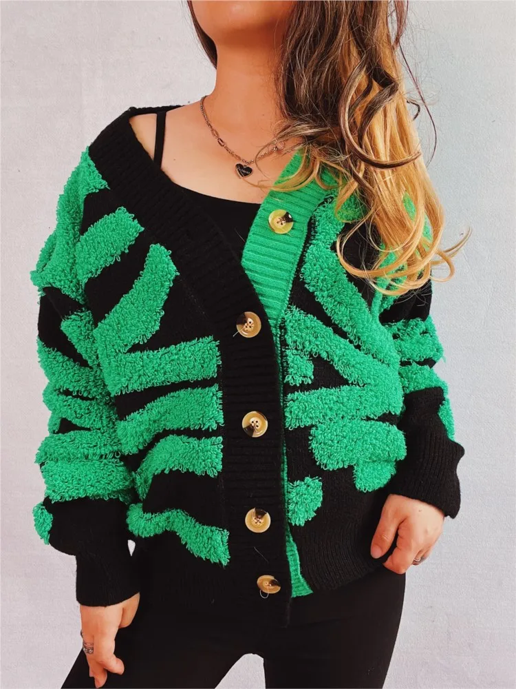 Необычный кардиган с принтом зебры женский свитер осень-зима 2024 новая модная