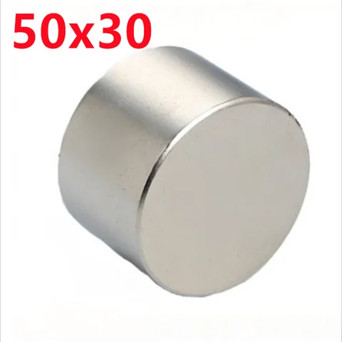 Неодимовый магнит N52, Круглый Мощный постоянный редкоземельный, N52 50x30 мм