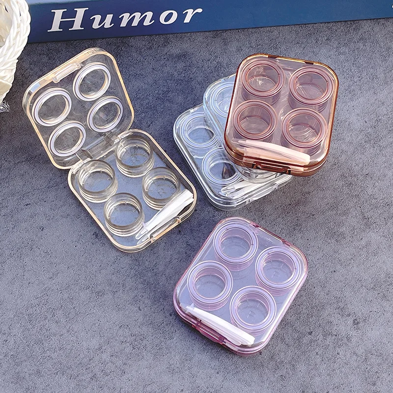 

2Pair/Box Simple Clear Contact Lens Case Box for Women Girl Contact Lenses Case Eyes Care Travel Kit Holder Container Lens Box