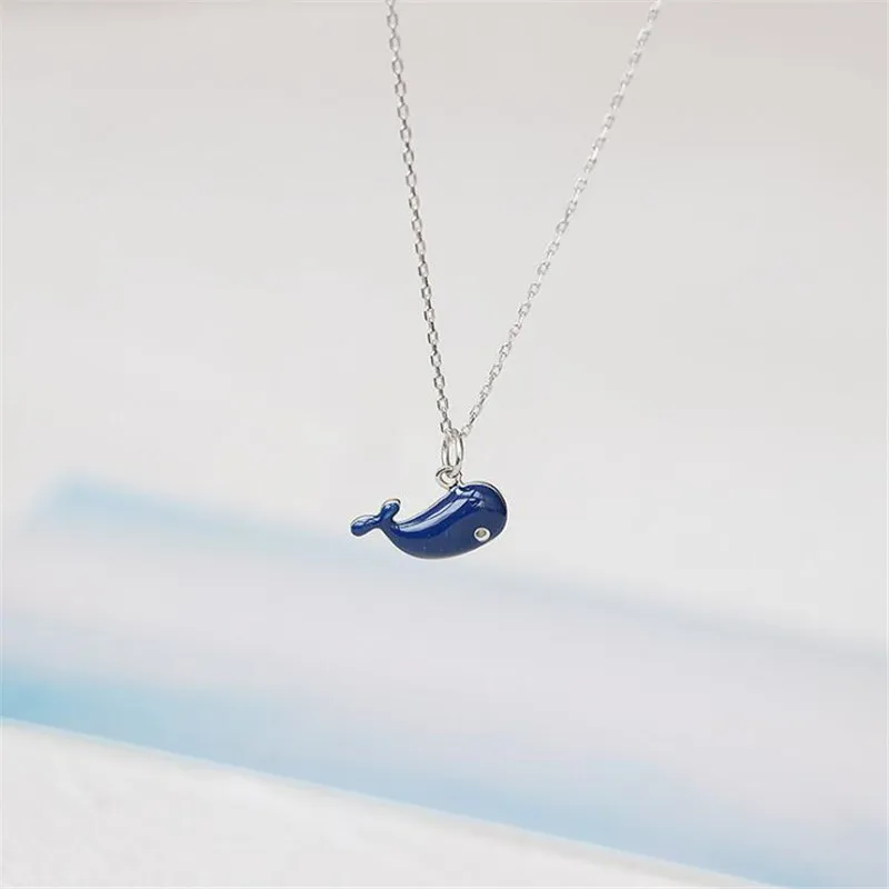 Новая мода синий эпоксидный симпатичный маленький кит посеребренные ювелирные
