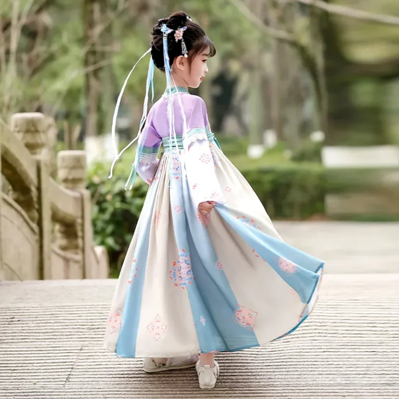Детское женское китайское платье ханьфу ретро Повседневное для девочек с