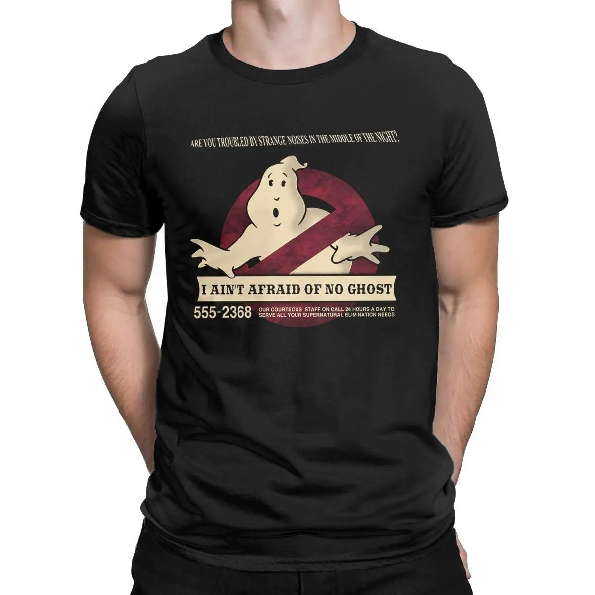 Men's T-Shirt I Ain't Afraid Of No Ghost Funny Pure Cotton Tee Shirt Short Sleeve T Shirts Round Collar Clothes Printed
