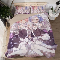 rem ram 3d cartoon anime print bedding set duvet covers pillowcases one piece comforter bedding sets bedclothes bed linen 02