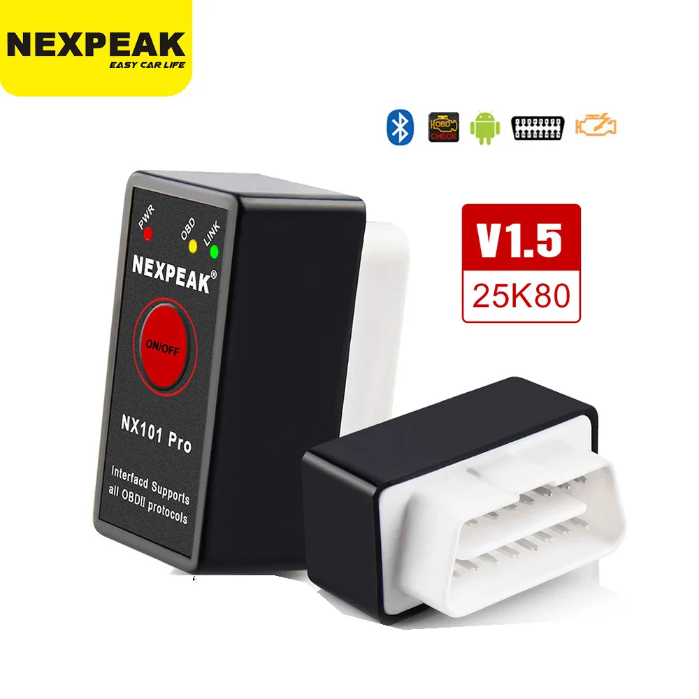 ELM327 V 1 5 OBD2 сканер Bluetooth-совместим с чипом PIC18F25K80 для Android OBD 2 Автомобильный